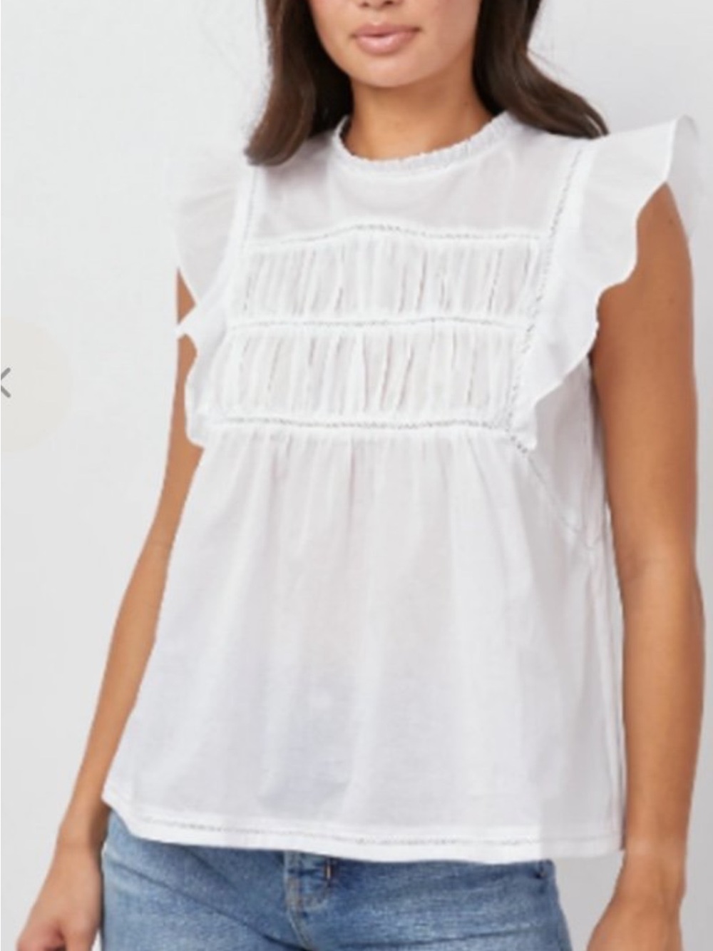 Rails Filomena white top. Flutter sleeve. Womens size small. NWT